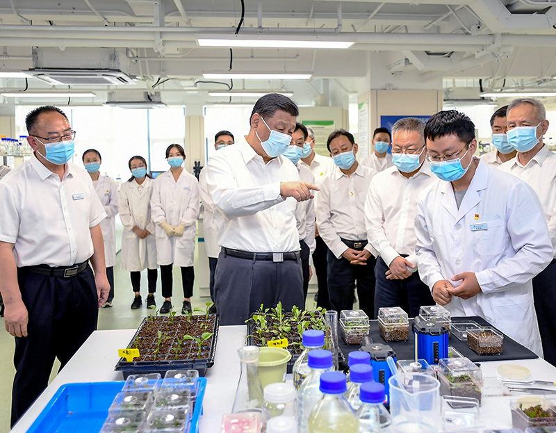2022年4月10日至13日，中共中央總書記、國家主席、中央軍委主席習(xí)近平在海南考察。這是10日下午，習(xí)近平在位于三亞市崖州灣科技城的崖州灣種子實(shí)驗(yàn)室考察。
