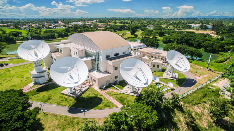 2016年8月1日拍攝的老撾首都萬象的老撾一號通信衛(wèi)星地面站全景。